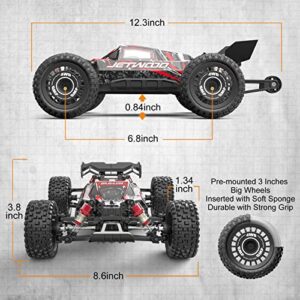 Jetwood 1:16 4WD Brushless Fast RC Cars for Adults, Max 42mph Hobby Grade Electric Racing Buggy, Oil-Filled Shocks, AWD Offroad Remote Control Car with 2 Li-Po Batteries, Monster RC Truck for Boys
