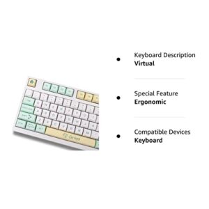 PBT Cat White Cyan Keycaps Set XDA Profile 130 Keys Custom Dye-Sub Cute Keyboard Keycaps for 60% 65% 70% 100% Cherry Gateron MX Switches Mechanical Keyboards