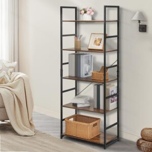 Magshion 6-Tier Bookshelf, Tall Bookcase Industrial Display Standing Shelf Units, Metal Storage Shelf for Bedroom Kitchen