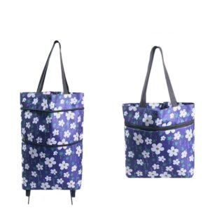 recyclable shopping bags folded oxford sturdier bags on wheels reusable grocery bags light weight (one size, mix-blue)