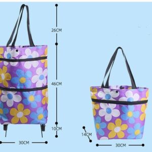 Recyclable Shopping Bags Folded Oxford Sturdier Bags on Wheels Reusable Grocery Bags Light Weight (one Size, Mix-Blue)