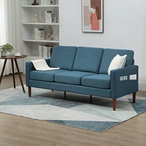 modern couch sofa for living room, 3 seater sofa for apartment, upholstered linen fabric armchair couches for office, beige