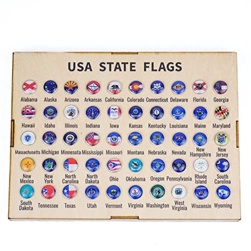 HYPERI Map Flag Pins includes USA Pins - 50 Push Pins to Mark Travel - Decorative Drawing Pins for Bulletin Board, Pinboard, Map, Office - Father's Day Gifts for Mom and Dad (50 US States Pins)