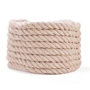 jute rope - twisted manila rope natural thick hemp rope multipurpose for indoor and outdoor use, for docks, railings, diy projects, home decorating, climbing (3/4 inch x 50 feet)