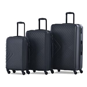 tripcomp luggage sets wear-resistance hardside lightweight suitcase double spinner wheels, tsa lock,two hooks, scratch-resistant carry-on,3 piece set(20inch 24inch 28inch) (black)