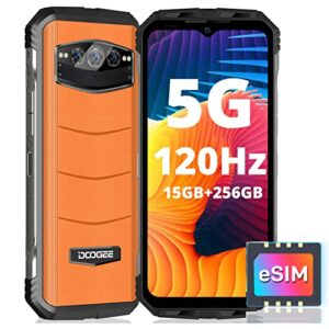 doogee v30 rugged smartphone(2023), esim dual 5g 15gb+256gb rugged phone unlocked, 6.6" fhd+ /120hz rugged cell phone, dual hi-res speakers, android 12, 108mp triple camera, night vision, nfc, otg