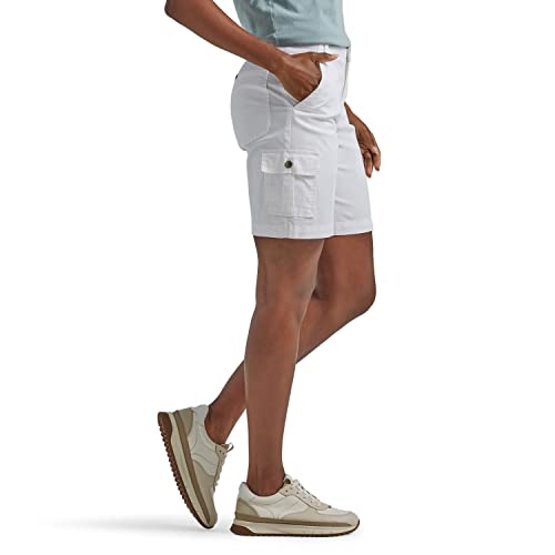 Lee Women's Plus Size Flex-to-go Mid-Rise Relaxed Fit Cargo Bermuda Short, White