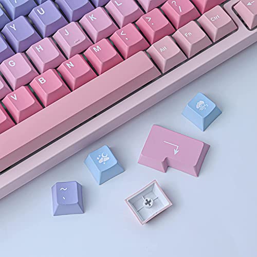 JOMKIZ PBT Keycaps, 129 Keys Dye Sublimation Cherry Profile Keycaps with 6.25U Spacebar Colorful Clouds Keycap Set for Cherry MX Switches ISO/ANSI Layout Mechanical Keyboards