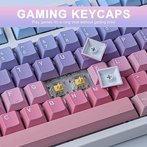 JOMKIZ PBT Keycaps, 129 Keys Dye Sublimation Cherry Profile Keycaps with 6.25U Spacebar Colorful Clouds Keycap Set for Cherry MX Switches ISO/ANSI Layout Mechanical Keyboards