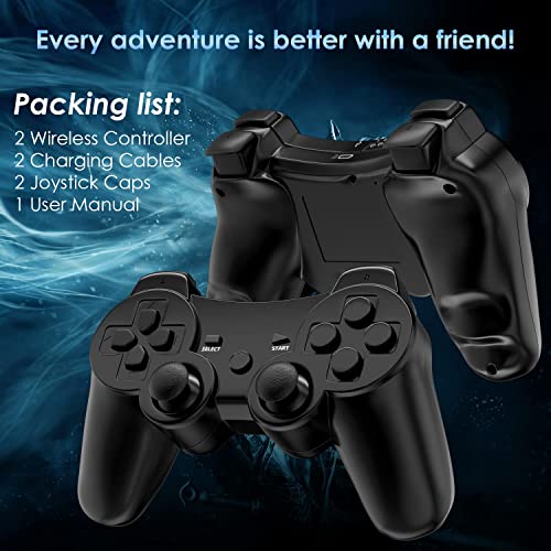 CHENGDAO Controller for PS3 Wireless Controller for Sony 2 Pack Game Controller Compatible with Playstation 3 with High-Performance Motion Sense Double Vibration and Charging Cable