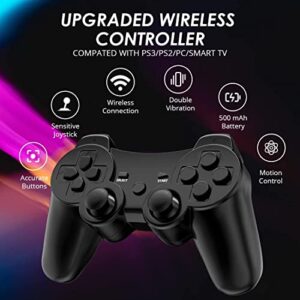 CHENGDAO Controller for PS3 Wireless Controller for Sony 2 Pack Game Controller Compatible with Playstation 3 with High-Performance Motion Sense Double Vibration and Charging Cable