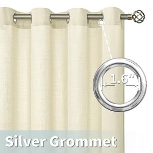 LAMIT Linen Curtains 84 Inches Long for Bedroom, Grommet Top Thick Light Filtering Drapes Privacy Semi Sheer Panels for Farmhouse/Living Room, 2 Panels Set, 52 x 84 Inch, Cream Beige