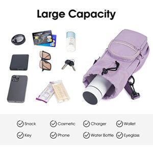 sportsnew Water Bottle Holder with Strap 32oz 40oz Insulated Water Bottle Carrier Sling Bag with Phone Pocket Water Bottle Sleeve for Walking Hiking, Purple