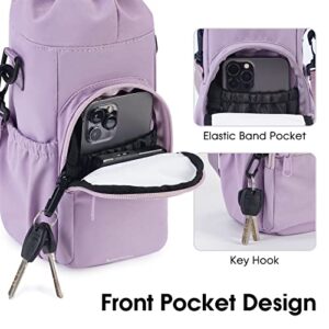 sportsnew Water Bottle Holder with Strap 32oz 40oz Insulated Water Bottle Carrier Sling Bag with Phone Pocket Water Bottle Sleeve for Walking Hiking, Purple