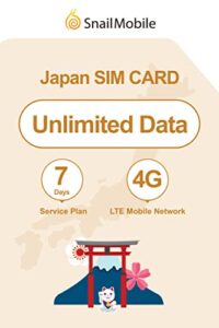 snailmobile japan travel sim card,7 days unlimited data 3-in-1 prepaid international sim card for business travel with unlocked phone