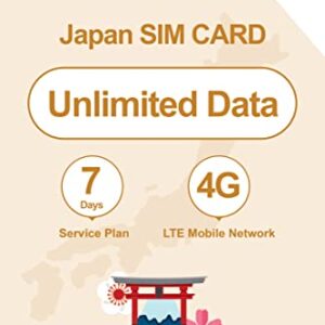 SnailMobile Japan Travel SIM Card,7 Days Unlimited Data 3-in-1 Prepaid International SIM Card for Business Travel with Unlocked Phone