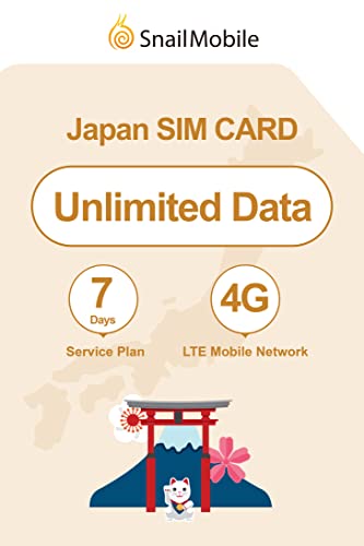 SnailMobile Japan Travel SIM Card,7 Days Unlimited Data 3-in-1 Prepaid International SIM Card for Business Travel with Unlocked Phone