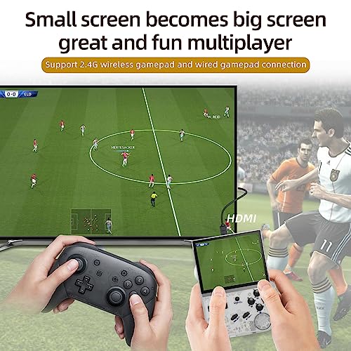 RG35XX Handheld Game Console , 3.5 Inch IPS Screen Linux System Built-in 64G TF Card 5474 Classic Games Support HDMI TV Output (Transparent White)