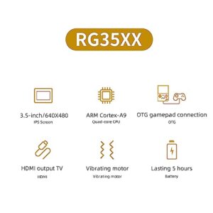 RG35XX Handheld Game Console , 3.5 Inch IPS Screen Linux System Built-in 64G TF Card 5474 Classic Games Support HDMI TV Output (Transparent White)