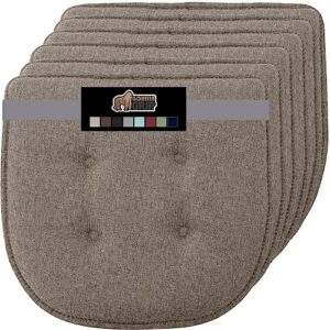 gorilla grip tufted memory foam chair cushions, set of 6 comfortable pads for dining room, slip resistant backing, washable kitchen table, office chairs, computer desk seat pad cushion, 16x17 beige