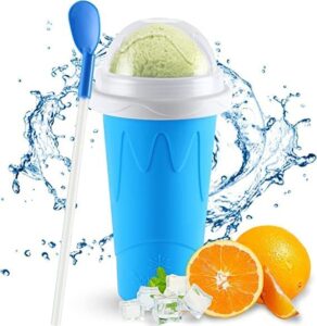 greta commerce slushy maker cup portable and double layer ice cream maker slushie magic cup for diy drinks milk shake (blue)