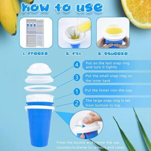 GRETA COMMERCE Slushy Maker Cup Portable and Double Layer Ice Cream Maker Slushie Magic Cup for DIY Drinks Milk Shake (Blue)