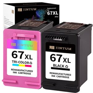 jintum 67xl ink cartridges replacement for hp ink 67 ink cartridge black color combo pack for 2755e 2700 2752e 2752 2742e 4155e 4100 4158e 4152e 4500 6055e 6055 6000(67xl printer ink)