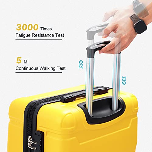 Merax Luggage Sets 3 Piece Suitcase, Hardside Suit case with Spinner Wheels Lightweight TSA Lock, Yellow, 20/24/28 Inch