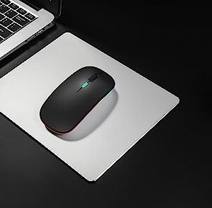 Wireless Bluetooth Mouse,LED Rechargeable Slim Silent Laptop Mouse,Portable(BT5.2+USB Receiver)Dual Mode Computer Mice,Quick Precise Responsiveness Control Laptop,Desktop Computer,Tablet,phone.(Black)