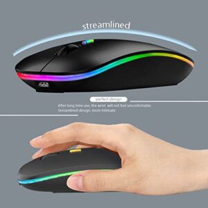 Wireless Bluetooth Mouse,LED Rechargeable Slim Silent Laptop Mouse,Portable(BT5.2+USB Receiver)Dual Mode Computer Mice,Quick Precise Responsiveness Control Laptop,Desktop Computer,Tablet,phone.(Black)