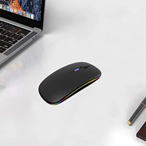 Wireless Bluetooth Mouse,LED Rechargeable Slim Silent Laptop Mouse,Portable(BT5.2+USB Receiver)Dual Mode Computer Mice,Quick Precise Responsiveness Control Laptop,Desktop Computer,Tablet,phone.(Black)