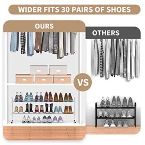 Dicasser 2-Tier Long Shoe Rack Organizer Extra Large Capacity for 18 Pairs,White