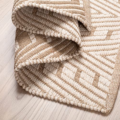 THE BEER VALLEY Cotton Jute Rugs 24x36 inch - Natural White |50% Cotton 50% Jute