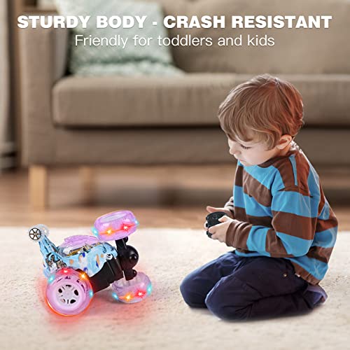 TERRAMUS Remote Control Car, 360°Rolling Kids Remote Control Car with Colorful Lights, Rechargeable Remote Control Car for Boys and Girls, Ideal Gift for 3 4 5 6 7 8+ Years Old