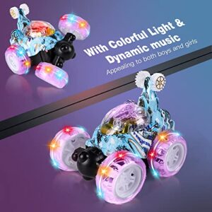 TERRAMUS Remote Control Car, 360°Rolling Kids Remote Control Car with Colorful Lights, Rechargeable Remote Control Car for Boys and Girls, Ideal Gift for 3 4 5 6 7 8+ Years Old