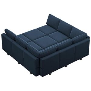 Belffin Modular Sectional Sofa with Ottomans Velvet Reversible Sleeper Chaise Bed Storage Seat Blue…