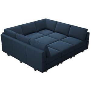 Belffin Modular Sectional Sofa with Ottomans Velvet Reversible Sleeper Chaise Bed Storage Seat Blue…