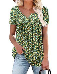 roselinlin womens green tunic tops summer dressy casual short sleeve blouse floral shirts plus size 3xl