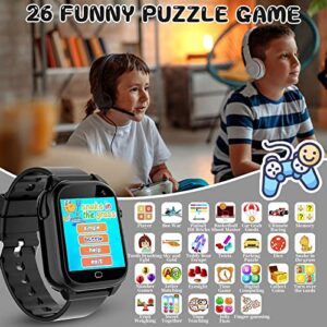 Gridspace Kids Waterproof Smart Watch with 26 Games 1.44'' HD Touchscreen and HD Camera Pedometer Recorder Music Player Alarm Clock Calculator Educationals Smart Watch for Age 3-12 Girls and Boys