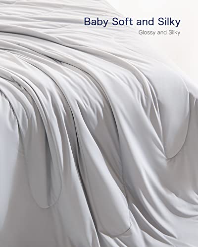 Kivik Cooling Comforter Queen, Cooling Down Alternative Duvet for Hot Sleepers, Soft Summer Duvet Insert for Night Sweats, Cool & Breathable Blanket, Grey 90x90 Inches