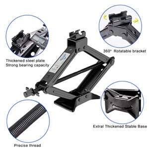 Car Jack Kit, Scissor Jack for Car, Max 2 Ton(4,409lbs) Capacity Car Jack Tire Jack Tool Kit with Saving Effort Ratchet Handle, Steel Scissor Lift Jack Car Kit for Auto