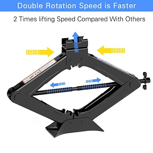 Car Jack Kit, Scissor Jack for Car, Max 2 Ton(4,409lbs) Capacity Car Jack Tire Jack Tool Kit with Saving Effort Ratchet Handle, Steel Scissor Lift Jack Car Kit for Auto