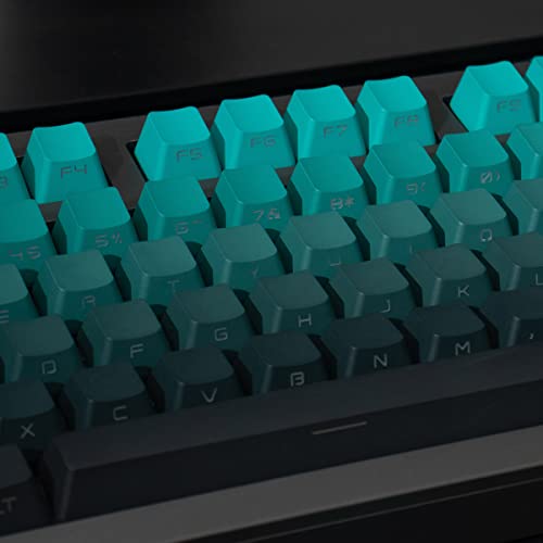 Gradient Cyan Side Print Keycaps OEM PBT Double Shot Custom Keycaps Set Fit for 61/64/87/104/108 Cherry Mx Switches Mechanical Keyboard