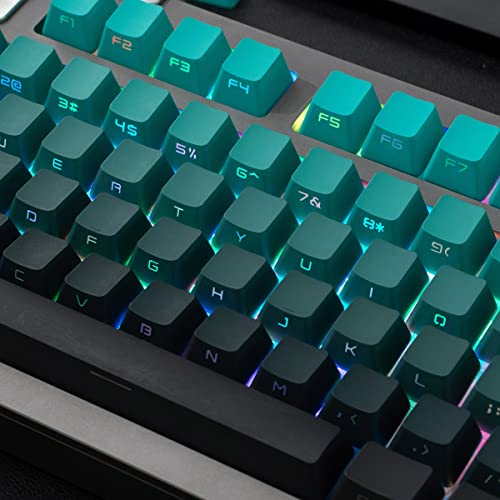Gradient Cyan Side Print Keycaps OEM PBT Double Shot Custom Keycaps Set Fit for 61/64/87/104/108 Cherry Mx Switches Mechanical Keyboard