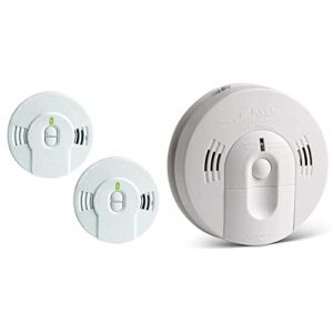 kidde smoke detector with lithium battery, led lights & replacement alert, pack of 2 & smoke & carbon monoxide detector, battery powered, combination smoke & co alarm, voice alert