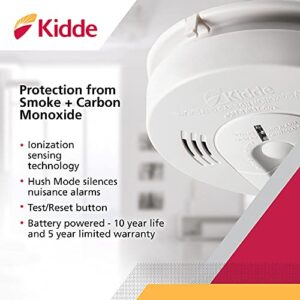 Kidde Smoke Detector with Lithium Battery, LED Lights & Replacement Alert, Pack of 2 & Smoke & Carbon Monoxide Detector, Battery Powered, Combination Smoke & CO Alarm, Voice Alert