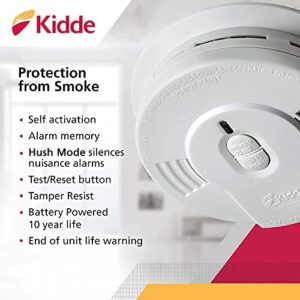 Kidde Smoke Detector with Lithium Battery, LED Lights & Replacement Alert, Pack of 2 & Smoke & Carbon Monoxide Detector, Battery Powered, Combination Smoke & CO Alarm, Voice Alert