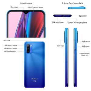 Ulefone Note 12 Unlocked Cell Phone, 4G Unlocked Smartphone, 6.82” Ultra-Large Screen with Slim Structure, 7700mAh Battery, 4+128GB, 3-Card Slot, Face Unlock/Fingerprint Recognition, Blue