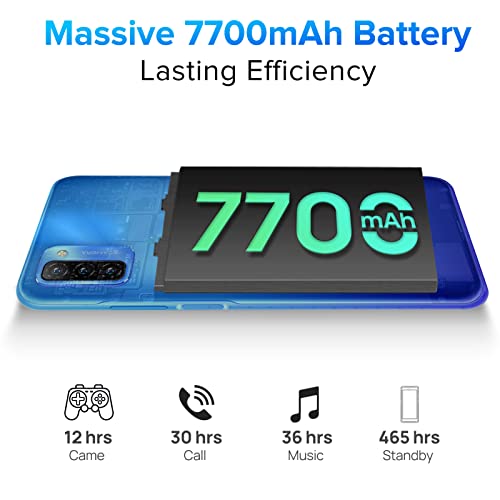 Ulefone Note 12 Unlocked Cell Phone, 4G Unlocked Smartphone, 6.82” Ultra-Large Screen with Slim Structure, 7700mAh Battery, 4+128GB, 3-Card Slot, Face Unlock/Fingerprint Recognition, Blue