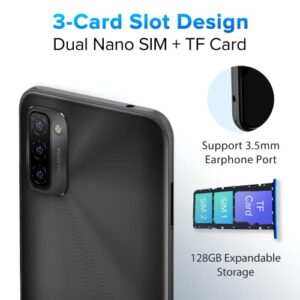 Ulefone Note 12 Unlocked Cell Phone, 4G Unlocked Smartphone, 6.82” Ultra-Large Screen with Slim Structure, 7700mAh Battery, 4+128GB, 3-Card Slot, Face Unlock/Fingerprint Recognition, Black